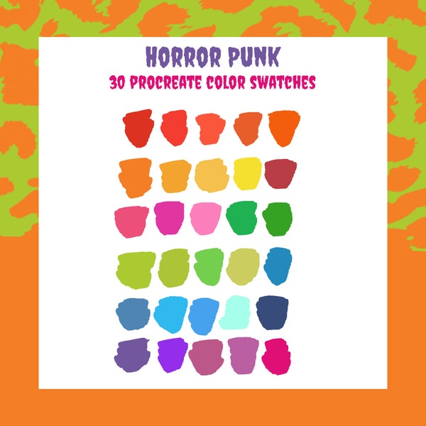 Horror Punk Procreate Palette, 30 Color Swatches, Psychobilly, Spooky