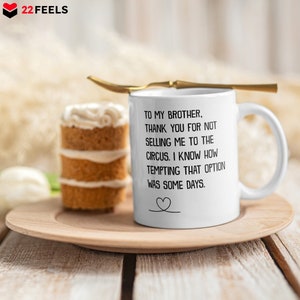 Brother Gift Funny Birthday Christmas Mens Coffee Mug Bro Boy Teen Siblings Older Younger Kids Family from Sister