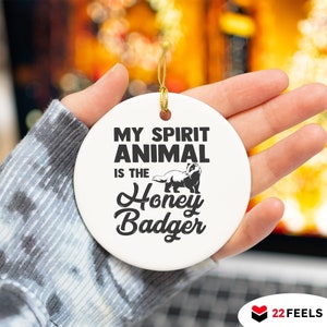 Honey Badger Gift Christmas Ornament Funny Animal Tree Decoration Xmas Marten Ratel Illustration