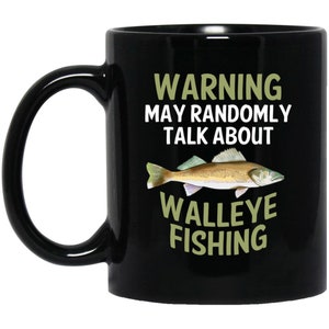 Funny Fishing Mug Black Walleye Mug Walleye Fishing Mug Freshwater Fish Mug Yellow Pike Lake Gift for Angler Fisherman Dad Grandpa Father