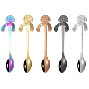 Stainless Steel 304 Coffee/Dessert Spoon; Multi-use Teaspoon for Kitchen; Cute Cartoon Dog Handle Spoon Flatware