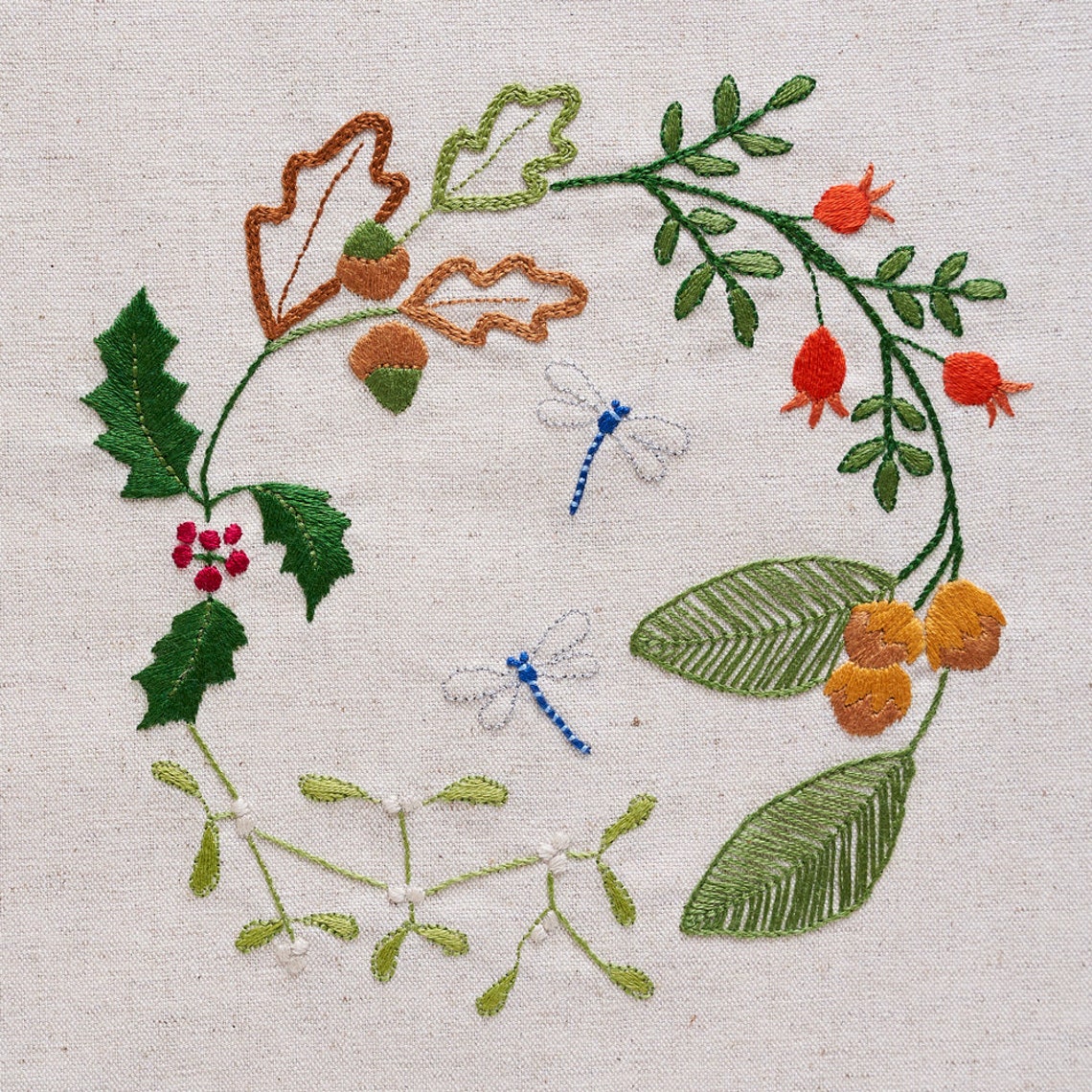Modern Crewel Embroidery Kit with Dragonfly Etsy