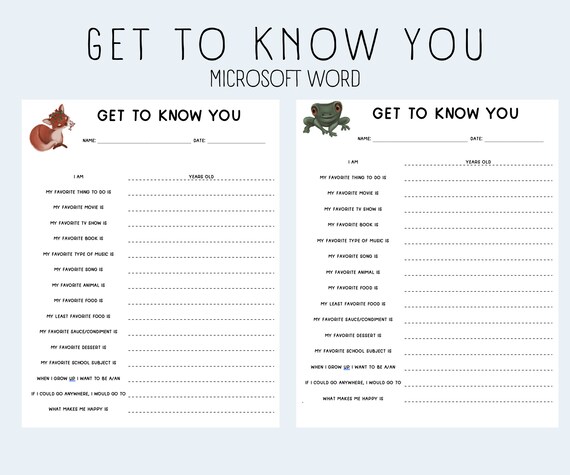Editable Get to Know You Worksheet. Digital Classroom - Etsy