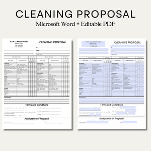 Cleaning Service Proposal. Cleaning Proposal Template. Business Cleaning Service. Cleaning Estimate. Cleaners Estimate. PDF. Word Document.