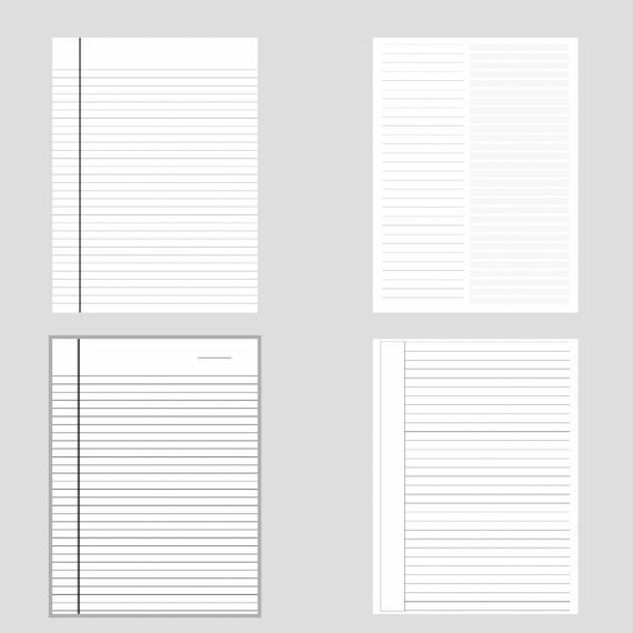printable lined paper pdf wide ruled paper college ruled etsy