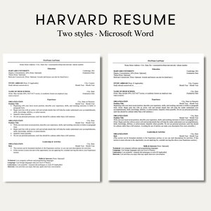 Clean Modern Resume Template Microsoft Word. Harvard Modern CV Template for Word. Professional Resume. Curriculum Vitae. Instant Download