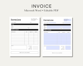Factuursjabloon PDF/Word. Zakelijke factuur. Factuur Woord. Bewerkbare factuur. Aangepaste factuur. Afdrukbare factuur. Factuur formulier.