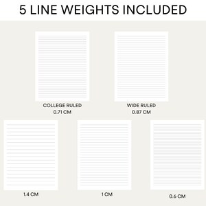 Printable Lined Paper PDF. Wide Ruled Paper. College Ruled Paper ...
