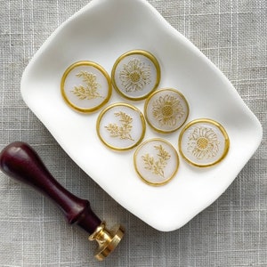 Set of 9 Gold Gilded Wax Seals | Wax Seal Stickers | Wax Seal Stamp | Premade Wax Seals | Self Adhesive Wax Seal | Wedding Wax Seals