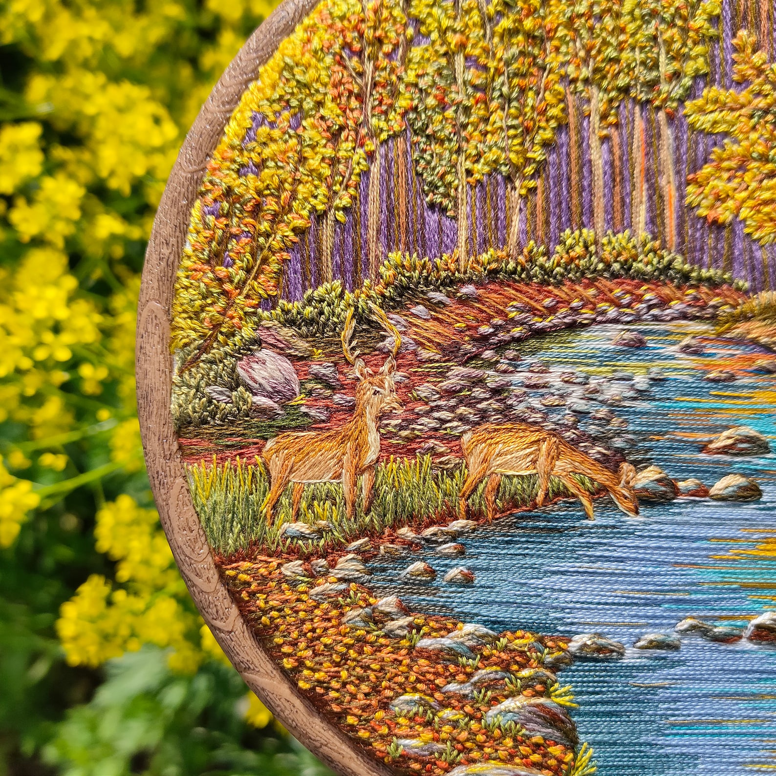 Summer landscape jessecmault thread painting jessecmault art  etsy