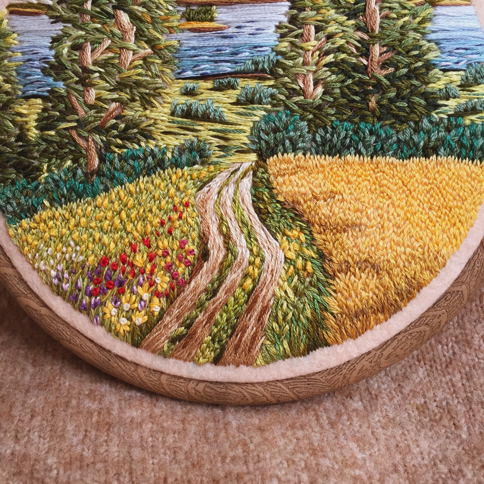 Summer landscape jessecmault thread painting jessecmault art  etsy