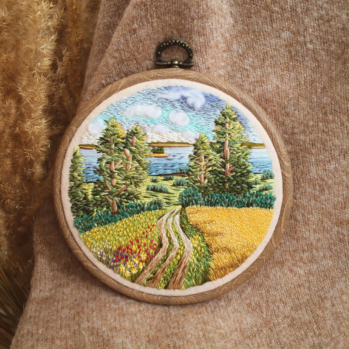 Summer landscape embroidery thread painting embroidery art Etsy