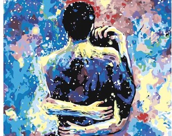 Romantic Galaxy Couple Hug Painting By Numbers Lover Set Painting By Number Picture On Canvas Kit For Adults Acrylic Paint DIY Gift Art