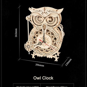 3D Owl Clock Wooden Puzzle Wooden Puzzle Model Building Kit Owl Clock ...