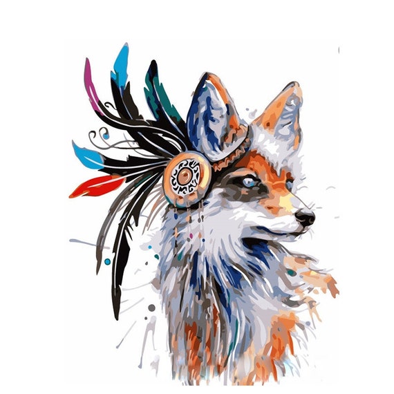 Paint by Numbers Kit DIY indian Fox Diamond Painting Adult Arts