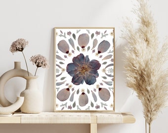 Pressed Flower Art Print for Studio Floral Poster Gift for Artist Real Flower Wall Art Home Studio Nature Art Studio Wall Decor