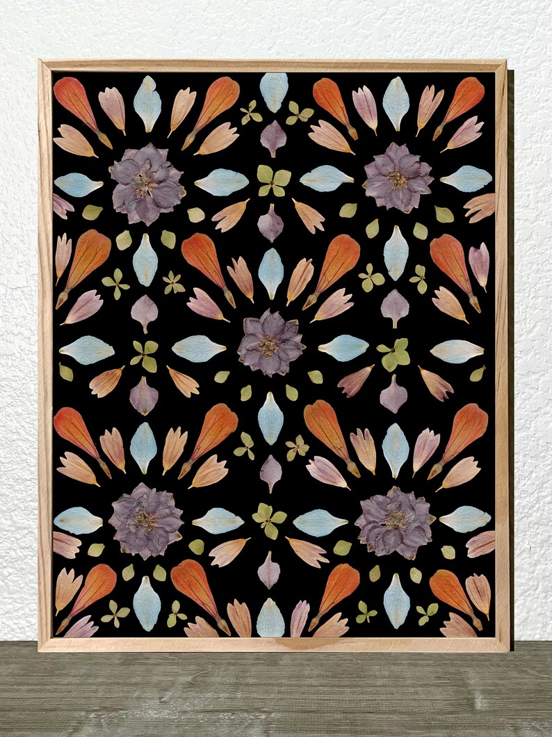 Earl Grey Pressed Flower Art Print Floral Wall Art Boho Etsy