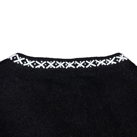 1950s-60s Black and White Beaded Sweater - Lambsw… - image 4