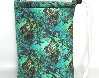 Green Mermaid Pipe Pouch, Padded Gift Bag, Padded Stash Bag, Stoner Gifts