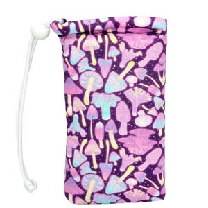 Whimsical Purple Mushroom Pipe Pouch, Pipe Bag, Glass Pipe Case, Mushroom Padded Stash Bag