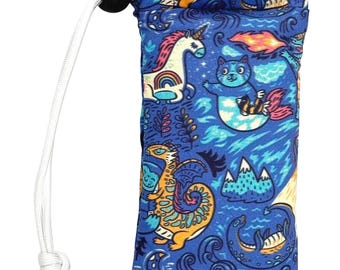 Kawaii Dragons & Unicorns Pipe Pouch, Glass Pipe Case, chillum case, padded stash bag