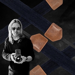 Rock star CAMERA STRAP: Black, crocheted, perfect for photographers - Canon, Nikon, or any camera.