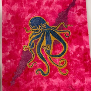 Aquarell Malerei gold Oktopus no1 - A4 Größe Postkarte
