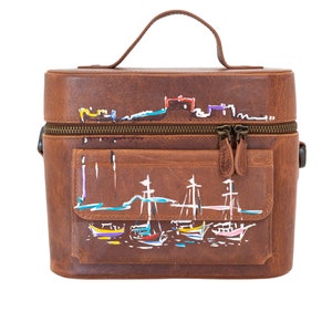 Borsa cosmetica artigianale in pelle BODRUM X per unisex, borsa per la cura della pelle, borsa da viaggio, borsa da toeletta
