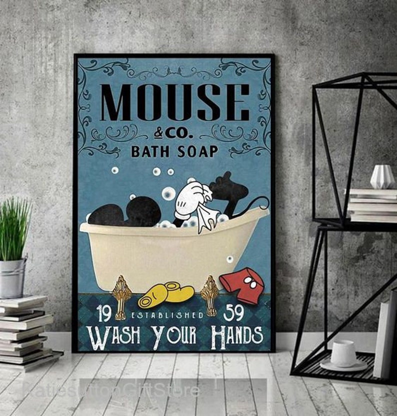 Mickey Mouse baño decoración cartel de lienzo ratón &co baño | Etsy