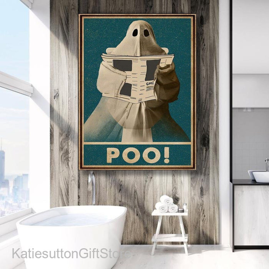 Poo Ghost Canvas Poster Bathroom Restroom Wall Toilet Decor Etsy
