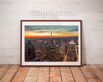 Philadelphia Center City Skyline Sunset Photography Print