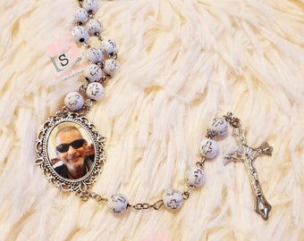 Personalized rosary/ rosary with picture Rosario con foto personalizado, custom rosary, custom rosary with photo memorial rosary Prayer bead