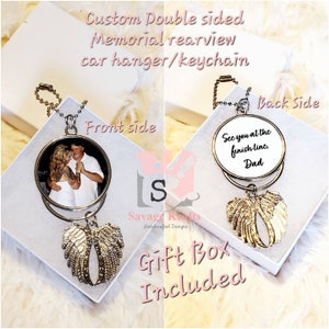 Personalized Angel Wings Key Chain, 2 Sides Pet Photo Key chains, Picture Key Chain, Remembrance Key Chain, Memorial Key Chain, Funeral kee