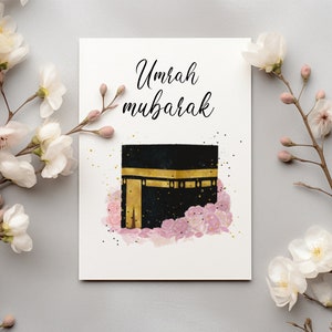 Cartão de presente Umrah Mubarak, cartão de felicitações, imagem de Meca, imagem de Umrah, para Umrah/Hadjj, imagem de Kaaba, Meca, decoração de celebração de Hajj, presente