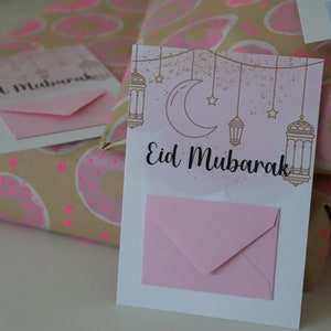 Bayraminiz Mübarek, Eid Mubarak-kaarten met kleine envelop, contante cadeaubon om cadeau te geven op Eid/Bayram