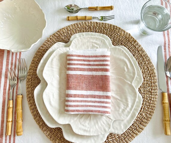 All Cotton and Linen Cloth Table Napkins Set of 6, Rust Cotton Napkins, Linen Dinner Napkins, Fall Cloth Napkins, Size: 20 x 20, Red