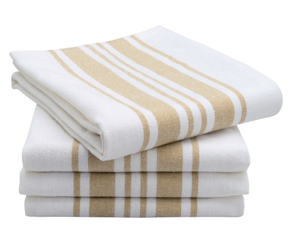 All Cotton and Linen Kitchen Towels, Dish Towels, Cotton Dish Cloths Set of  6, 18X28, White & Dark Navy Blue 