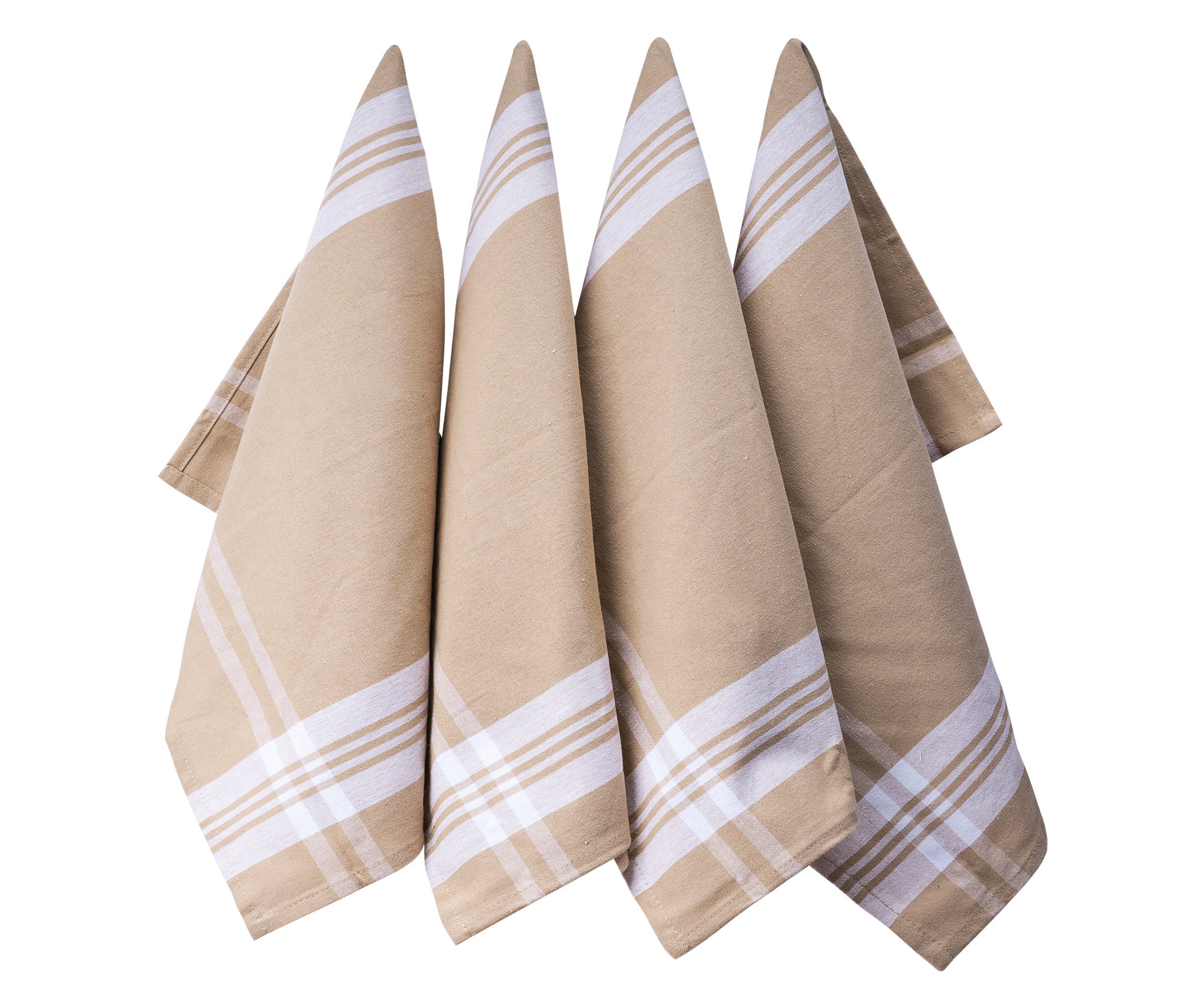 NWT - 2 - Whole Kitchen Towels - Sonoma - Cornstalk & Cream Smaller  Horizontal Stripes