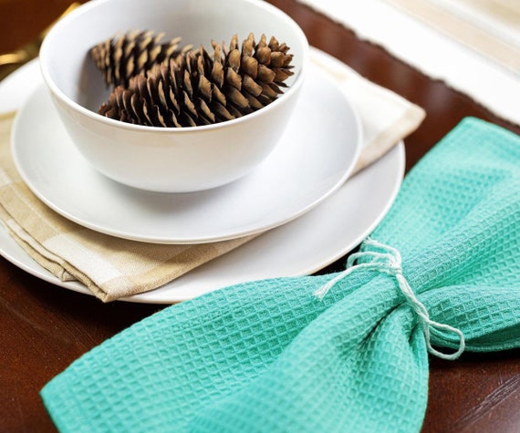 Waffle Weave Cotton Kitchen Towels