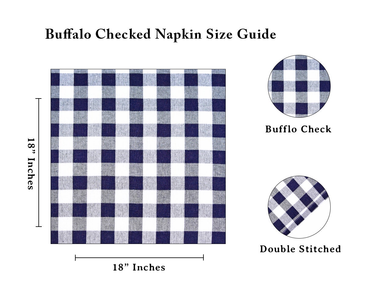 Blue Checked Napkins Cotton Checkered Napkins Navy Blue & Etsy