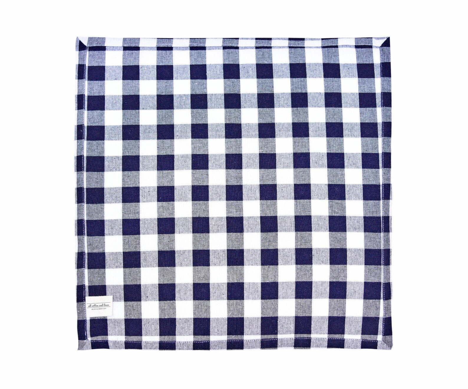 Blue Checked Napkins Cotton Checkered Napkins Navy Blue & Etsy