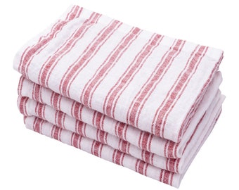 Washed Linen Napkins, Wedding Napkins, Elevate your table with these Cloth Napkins, Soft Striped Napkins, and Cloth Napkins Set of 4