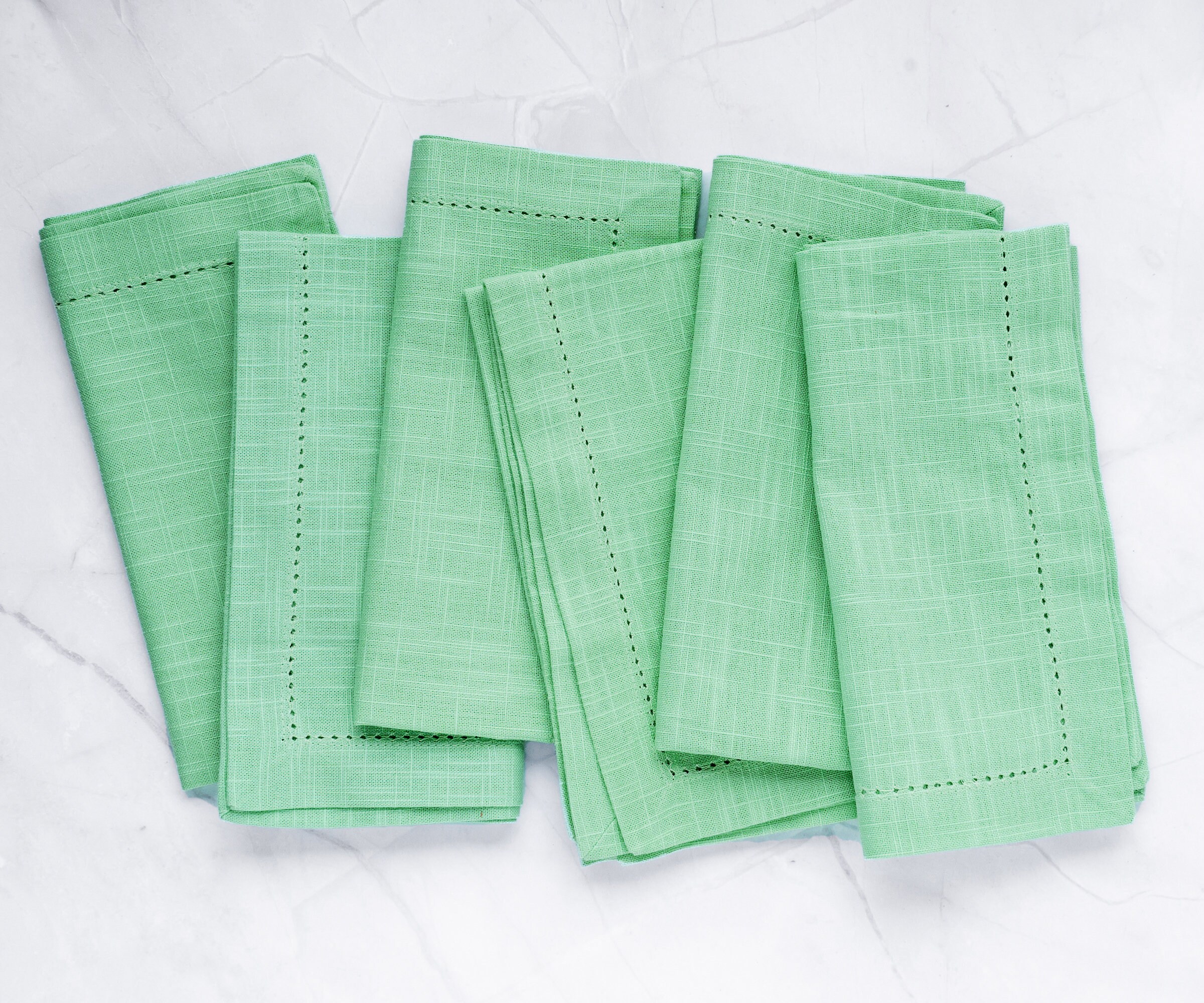 Cloth Napkins Set of 6 Sage Green Hemstitch Napkins Cotton Dinner Napkins  18X18