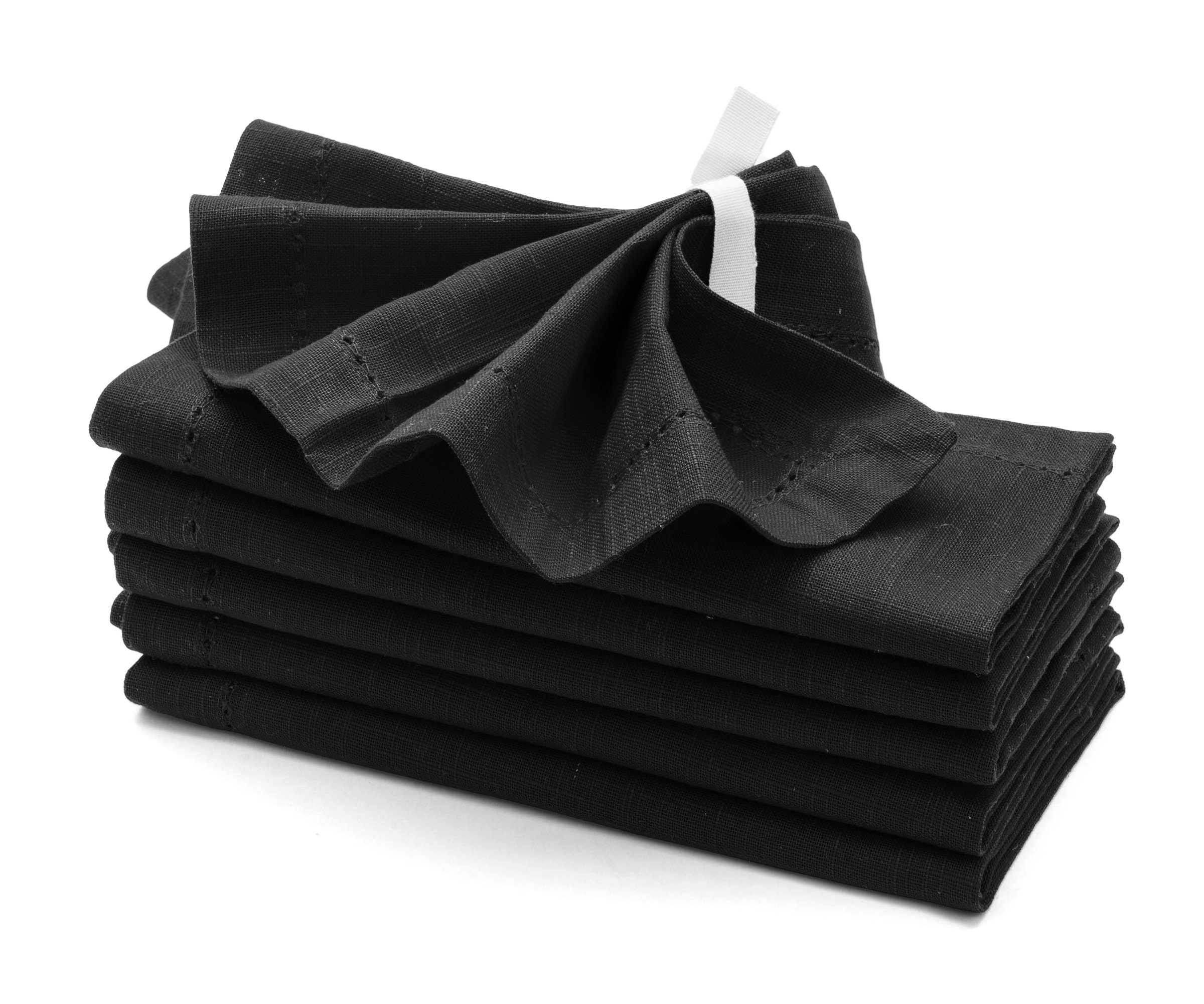  Pure 100% Black Linen Napkins - Cloth Napkins Set of 6 -  17x17-inch Linen Dinner Napkins Cloth Washable - Heavyweight Thick Natural  Fabric : Home & Kitchen