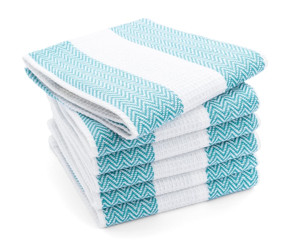 Pair of Striped Cotton Dish Towels Hand-Woven in Guatemala