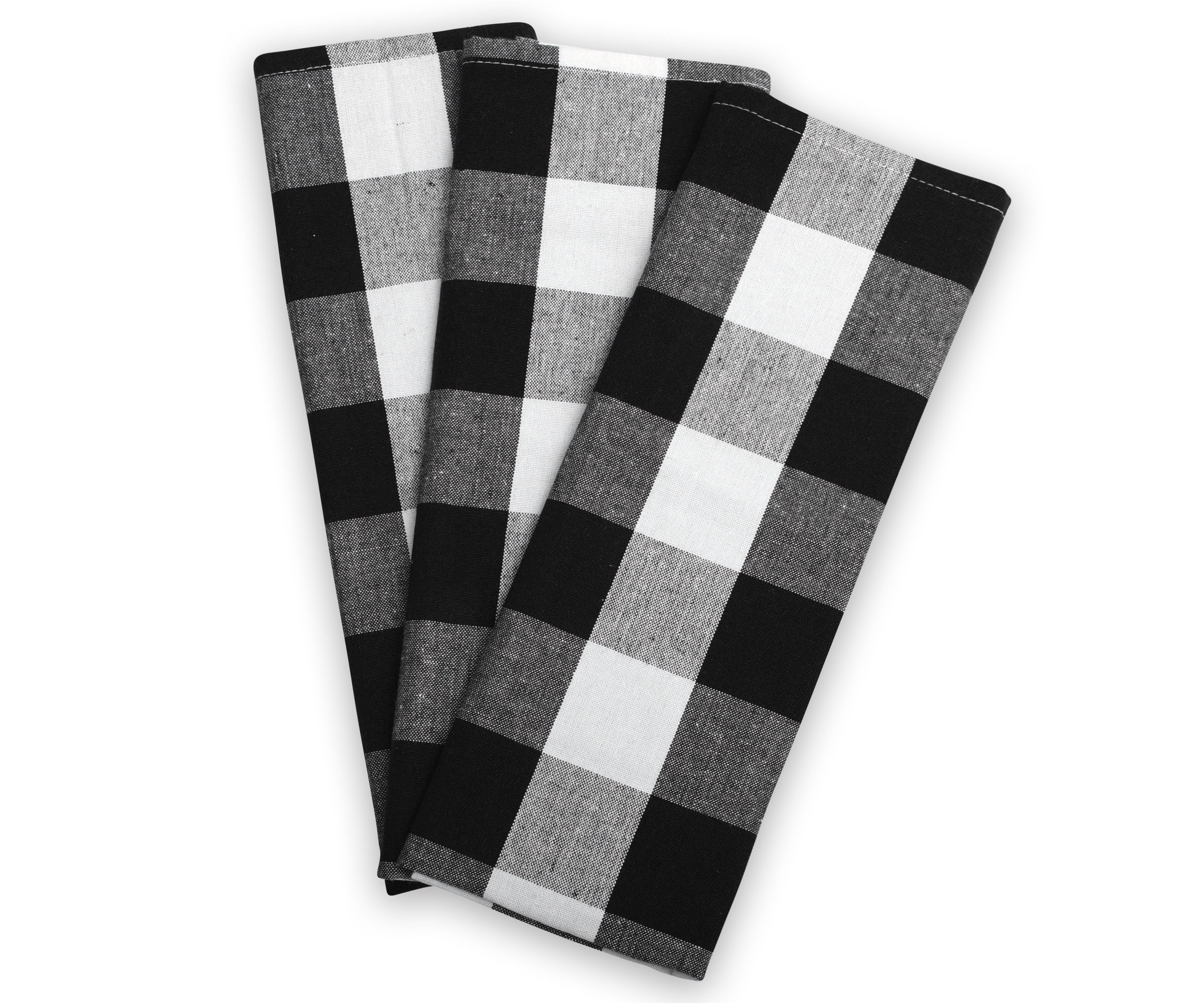 Cotton Black White Kitchen Towels - Soft Checkered Black and White Hand  Towels - Machine Washable Gingham Black and White Dish Towels for Drying  Dishes - Plaid Dish Cloths - 28”x20” (Black