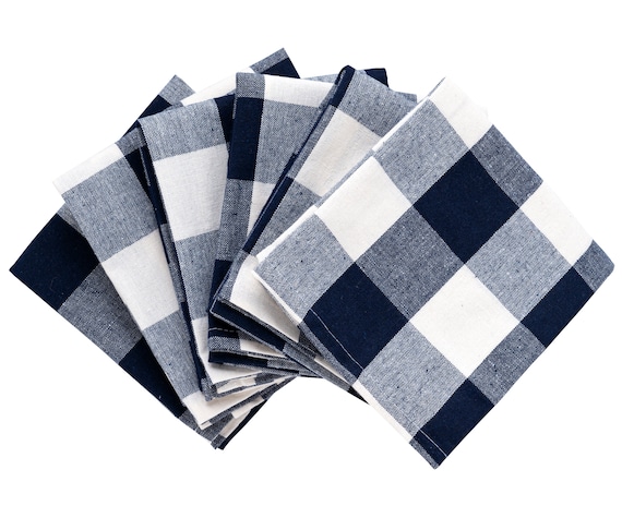 Kitchen Towels Black White Buffalo Check Plaid Set of 2 Dishtowels