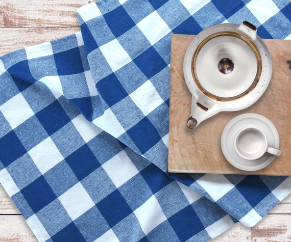 Checkered Hand Towel - Blue