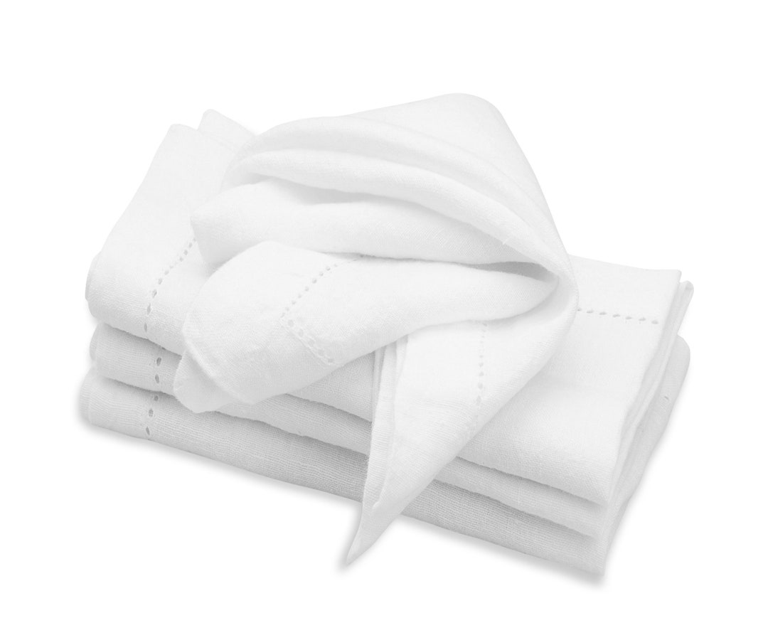 100 Linen Napkins Set of 4, Cloth Napkins, Dinner Napkins, White Cloth