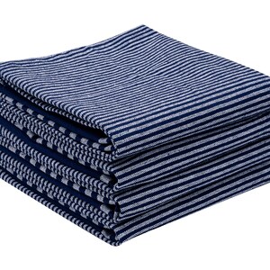 Kitchen Towels Set of 4, Cotton Dish Towels, Absorbent Tea Towels, Blue Kitchen Towels Striped, Farmhouse Linen Towels, Bulk Hand Towels